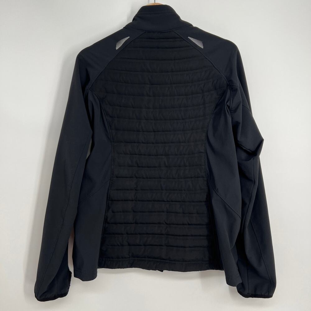 Eddie Bauer Lightweight Down Puffer Jacket Womens Large Black Full Zip Stretch